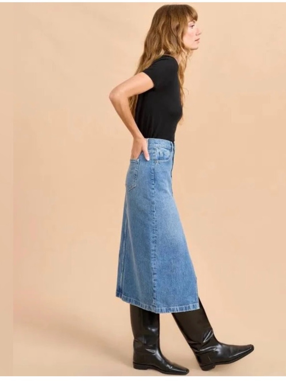 La Ligne Kate Midi Denim Skirt - Picture 2 of 2